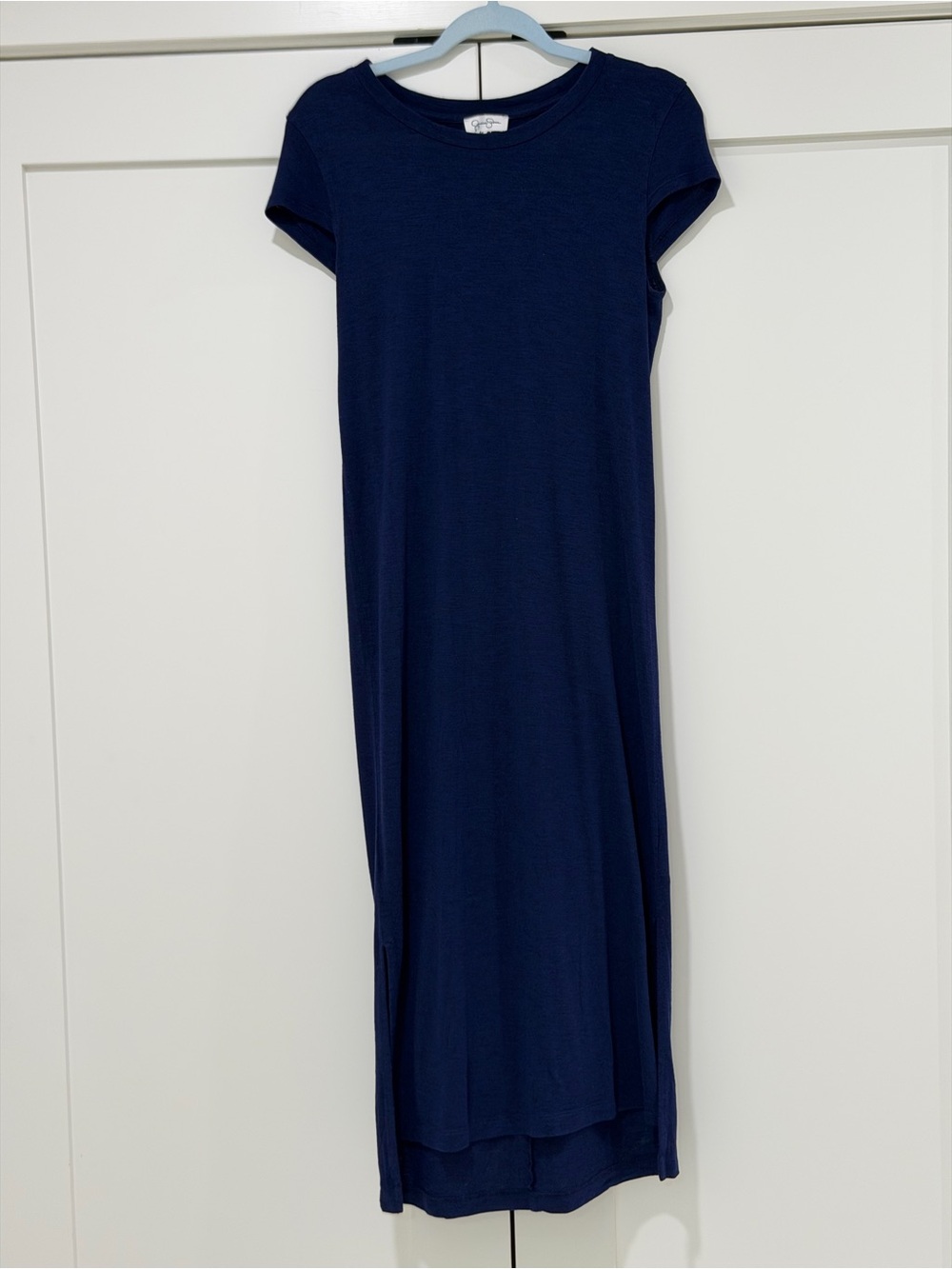 Jessica Simpson Blue Maxi T-Shirt Dress Size Medium Short Sleeve High Low Hem